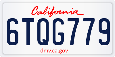 CA license plate 6TQG779