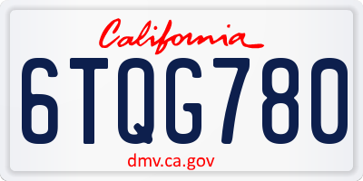 CA license plate 6TQG780