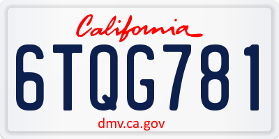 CA license plate 6TQG781
