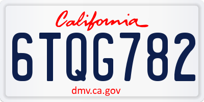 CA license plate 6TQG782