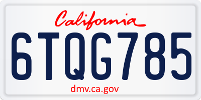 CA license plate 6TQG785