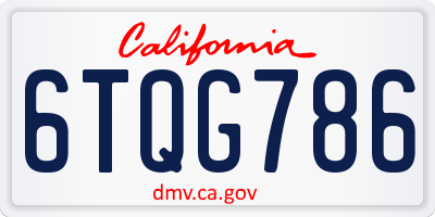 CA license plate 6TQG786