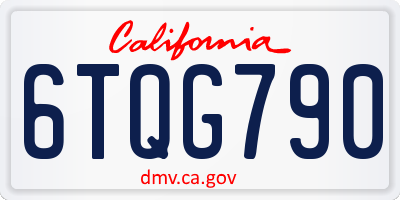 CA license plate 6TQG790