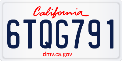 CA license plate 6TQG791