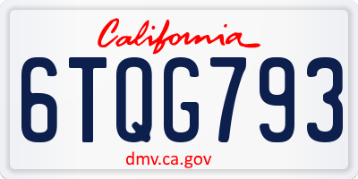 CA license plate 6TQG793