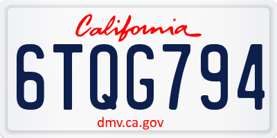 CA license plate 6TQG794