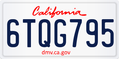 CA license plate 6TQG795