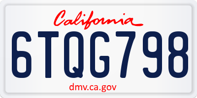 CA license plate 6TQG798
