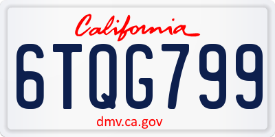 CA license plate 6TQG799