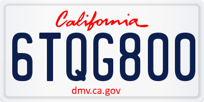 CA license plate 6TQG800
