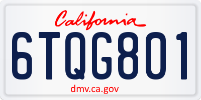 CA license plate 6TQG801