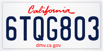 CA license plate 6TQG803
