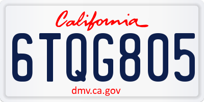 CA license plate 6TQG805