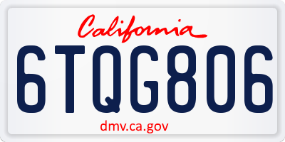 CA license plate 6TQG806