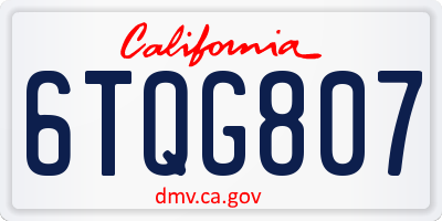 CA license plate 6TQG807