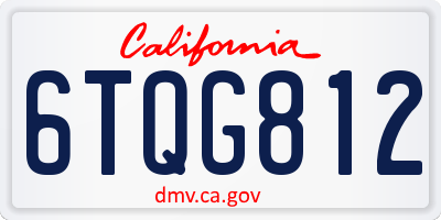 CA license plate 6TQG812