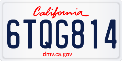 CA license plate 6TQG814