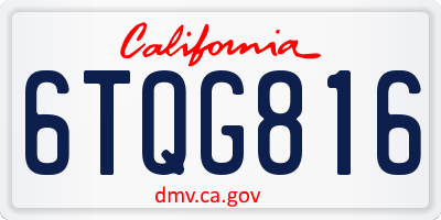 CA license plate 6TQG816