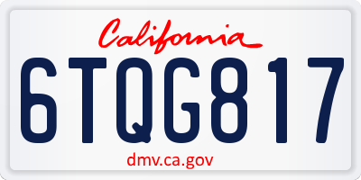 CA license plate 6TQG817