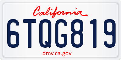 CA license plate 6TQG819