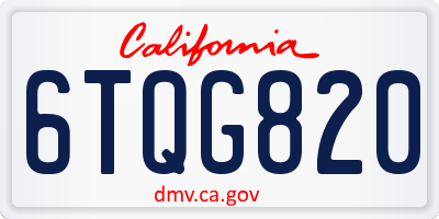 CA license plate 6TQG820