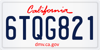 CA license plate 6TQG821