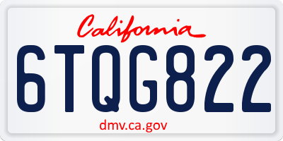 CA license plate 6TQG822