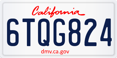 CA license plate 6TQG824