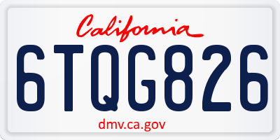 CA license plate 6TQG826