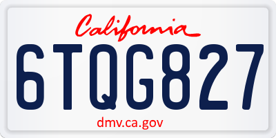 CA license plate 6TQG827