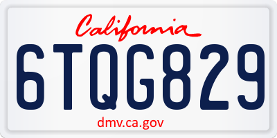 CA license plate 6TQG829