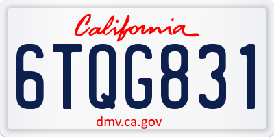 CA license plate 6TQG831