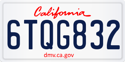 CA license plate 6TQG832