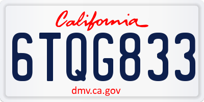 CA license plate 6TQG833