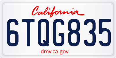 CA license plate 6TQG835