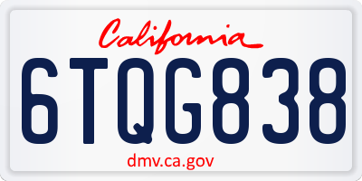 CA license plate 6TQG838