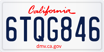 CA license plate 6TQG846