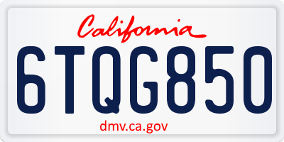 CA license plate 6TQG850