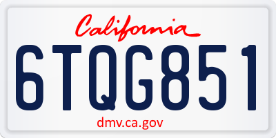 CA license plate 6TQG851