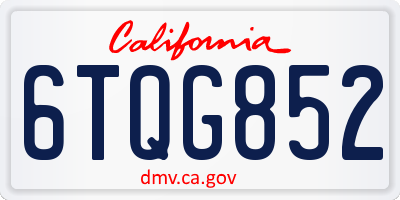 CA license plate 6TQG852