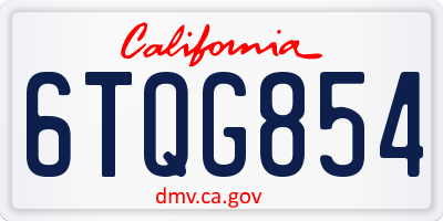 CA license plate 6TQG854