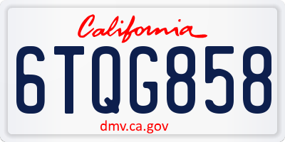 CA license plate 6TQG858