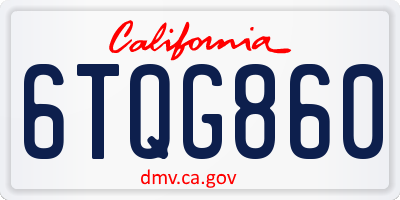 CA license plate 6TQG860