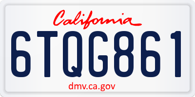 CA license plate 6TQG861