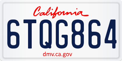 CA license plate 6TQG864