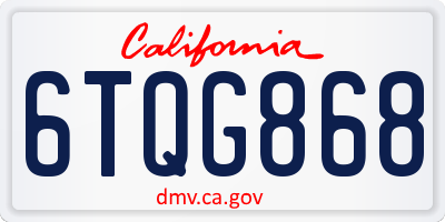 CA license plate 6TQG868