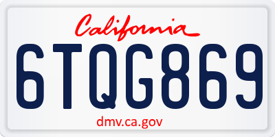 CA license plate 6TQG869