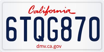 CA license plate 6TQG870