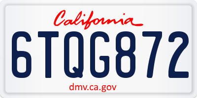 CA license plate 6TQG872