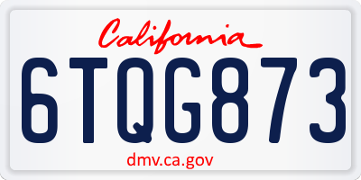 CA license plate 6TQG873